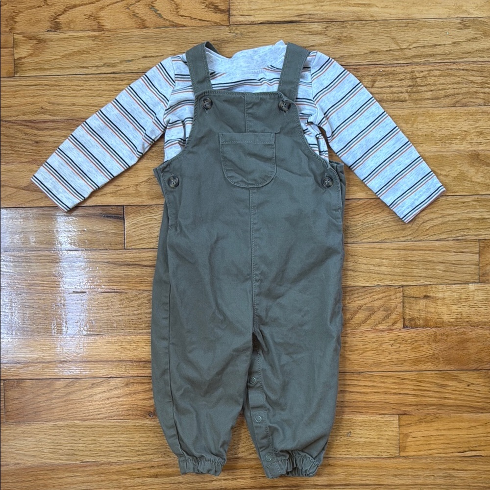 Kids Olive Green Overalls